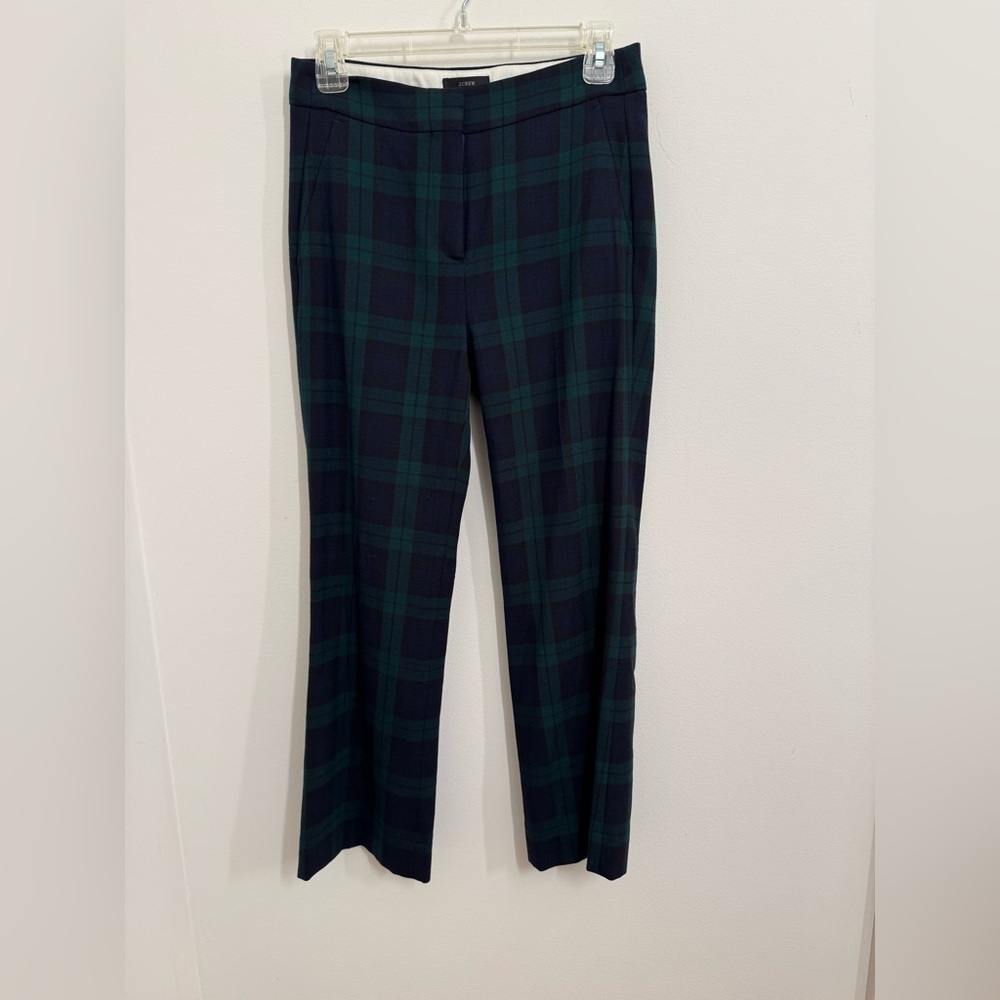 J.Crew Martie Black Watch Stretch Wool Blend Crop Pants.
